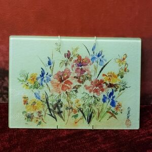 Vintage Floral Glass Painting